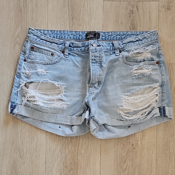 Abercrombie & Fitch Pants - Abercrombie & Fitch Light Blue Distressed Jean Shorts